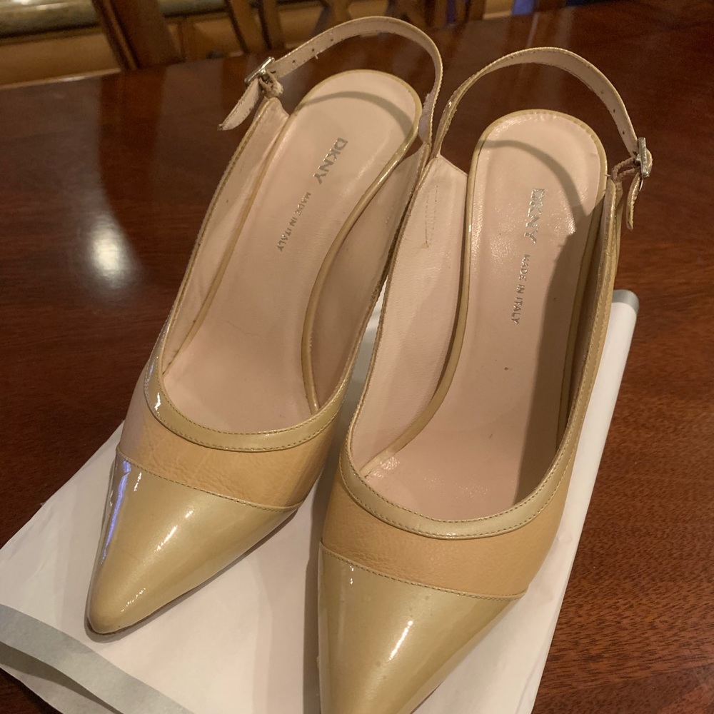 DKNY nude kitten heel slingbacks